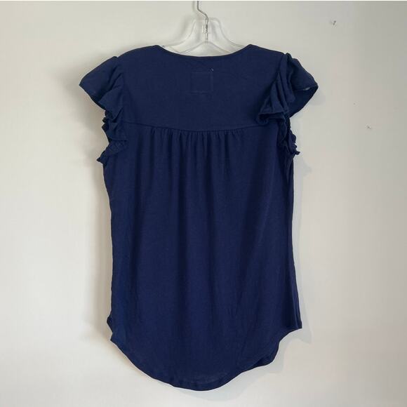 NWT Chaser Tie Front Flutter Sleeve Top Scoop Hem, Blue, Women’s Medium - Picture 3 of 3
